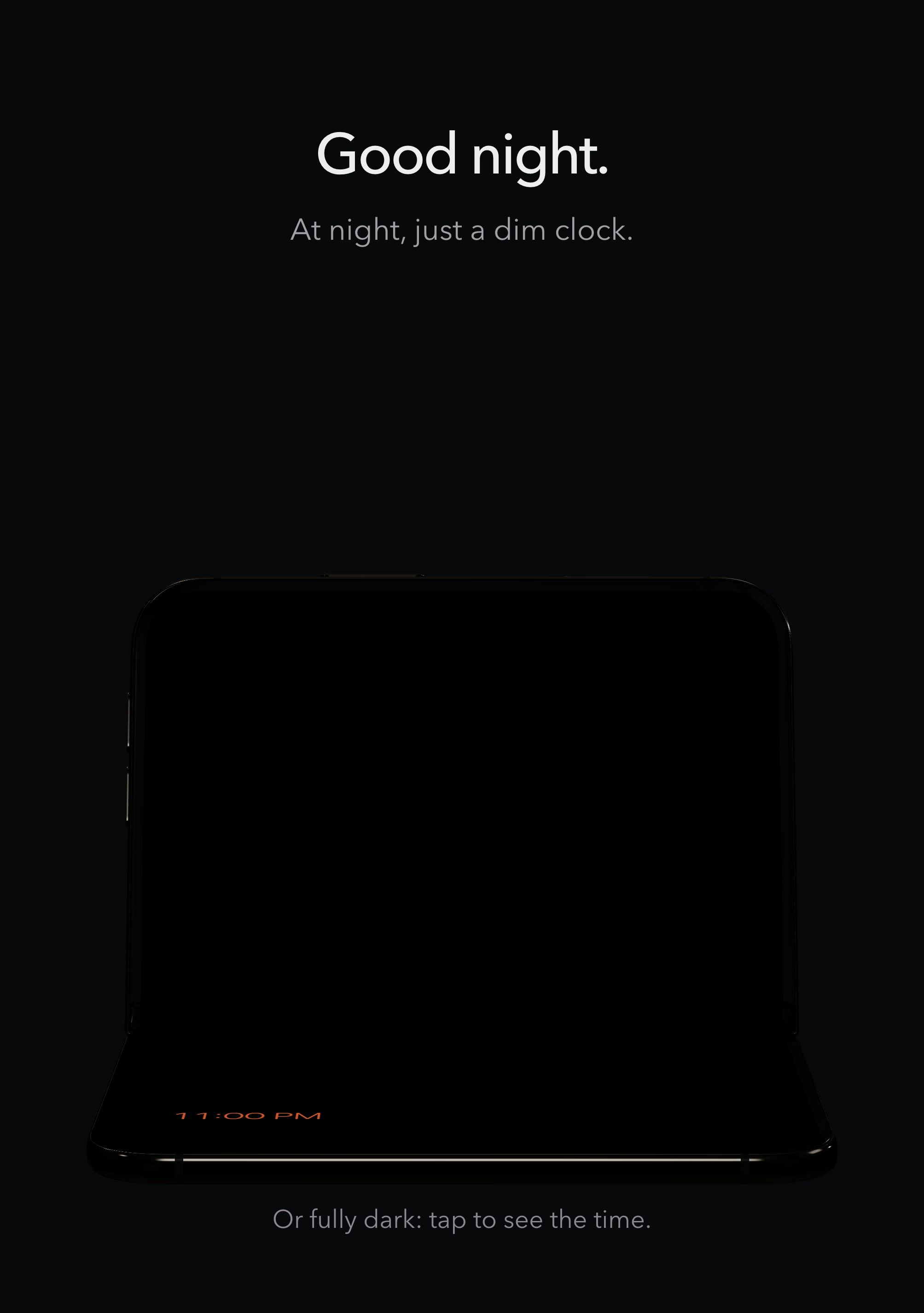 Good night: a dim clock, or a fully dark display.